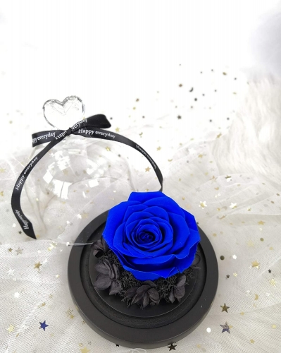 Preserved Eternal Roses in Glass Dome Handmade Dried Real Flower