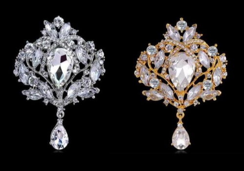 Silver/Gold Crystal Royal Pattern Elegant Brooch Decoration DIY