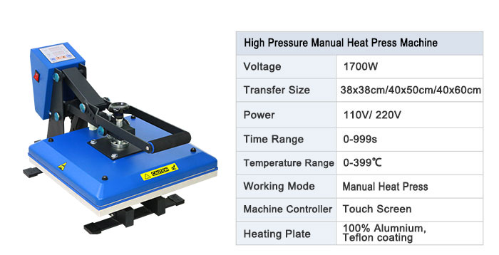 16 x24 High Pressure Manual Heat Press Machine