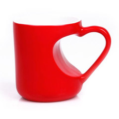 Heart Handle Ceramic Mug-Red