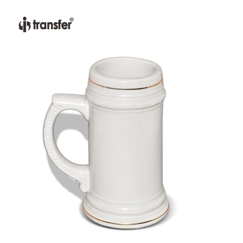 22oz Ceramic Gold Rim Beer Mug