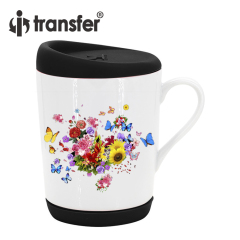 11oz Sublimation Ceramic Mug with Silicon Lid and Base