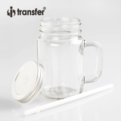 430ml Mason Jar with Straw -Clear