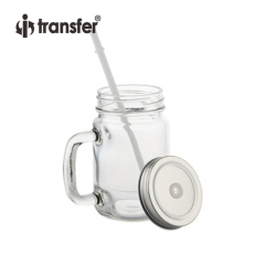 430ml Mason Jar with Straw -Clear