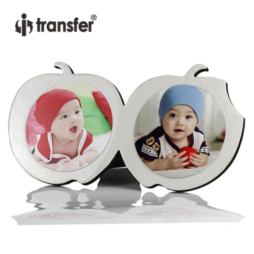 Two Apple Shaped Sublimation Blank Wooden Board Photo Frame