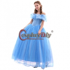 Cinderella Princess Butterfly Dress Cosplay Costume Cinderella Movie blue dress