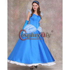 Cinderella Blue satin dress cinderella Cosplay Dress Dance Party