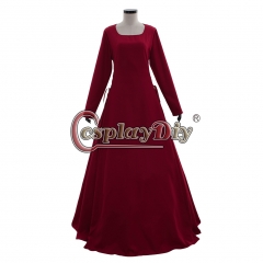 Vintage Medieval Dress cosplay costume red medieval vintage dress
