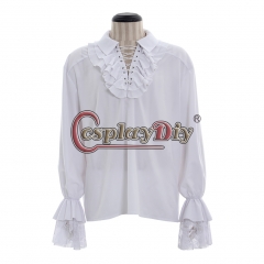 MENS WHITE MEDIEVAL TUDOR PIRATE shirt FANCY DRESS COSTUME