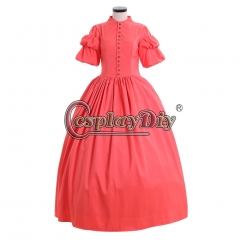 1860s Red Gothic Victorian Civil War Ball Gown Southern Belle Dress Costume