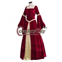 Red medieval dress velvet medieval vintage dress cosplay costume