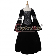 Renaissance Costume Black Hoodie Victorian Dress Women VELVET DRESS