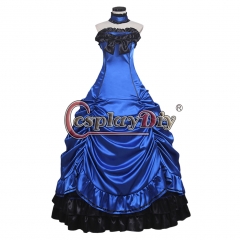Sleeveless Blue Lolita Gothic Dress Costume Cosplay