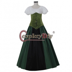 Green White Vintage Medieval Victorian Renaissance Dress Costume