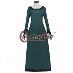 Dark Green Medieval Victorian Gothic Dress Cosplay Costume