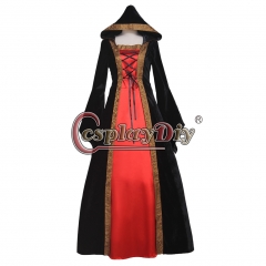 Medieval Victorian Dress Gothic Ball Gown Vampire Hooded Costume