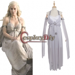 Game of Thrones Daenerys Targaryen Mother of Dragons Dress Cosplay Costume Weeding Dress Long Skirt With Shoulder