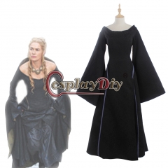 Game of Thrones Cersei Lannister Dress Cosplay Costume Black Dress With Stripe
