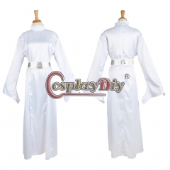 Cosplaydiy Star Wars Princess Leia Organa White Costume Dress For Women's Cosplay Costume