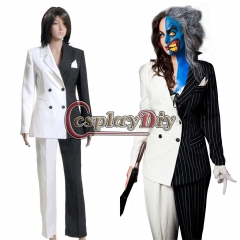 Batman Lady Two Face Cosplay Costume Halloween Women's Outsuit Mix White And Black