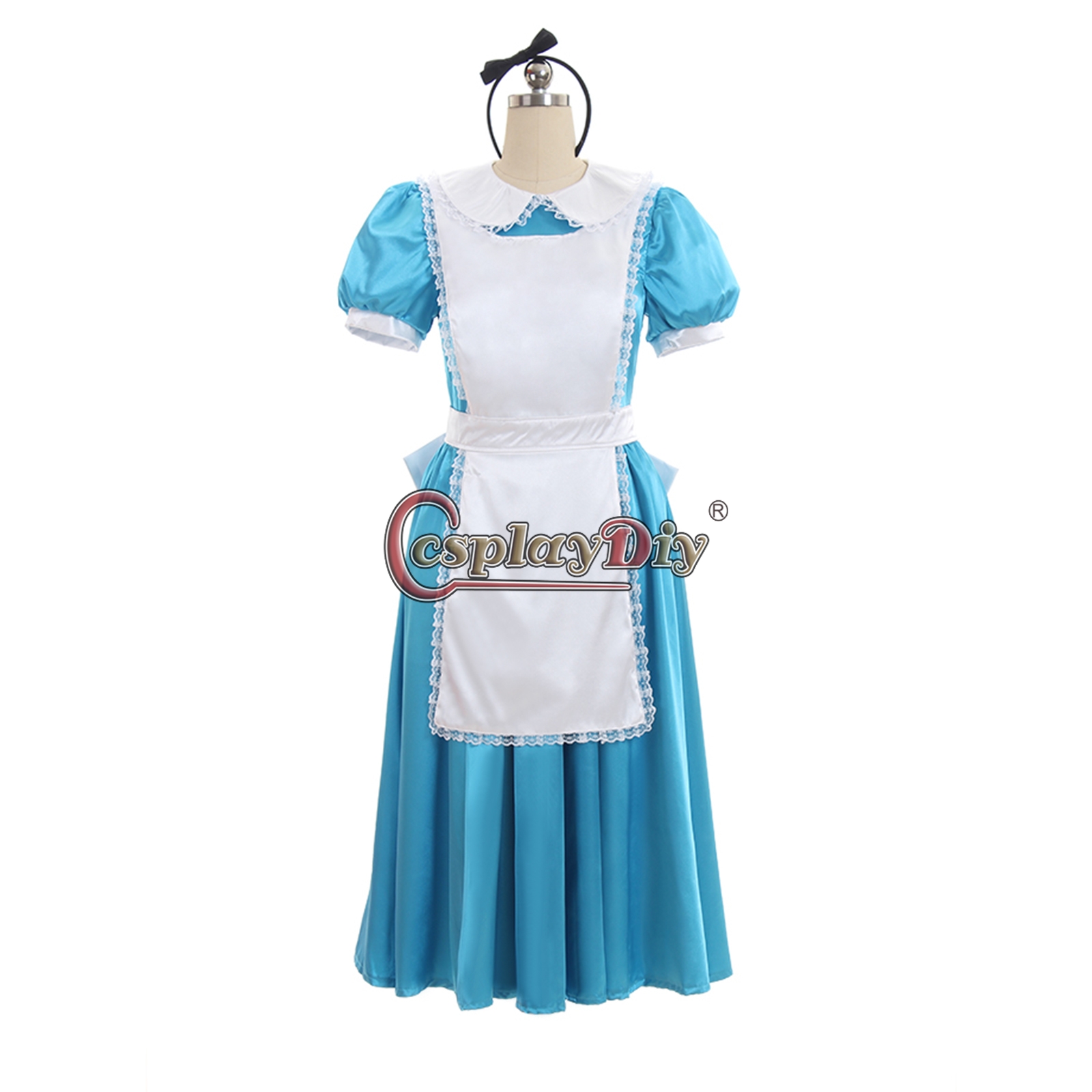 Alice in Wonderland Alice Uniform Blue Dress Women Adult Cosplay Costume,