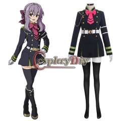 Cosplaydiy Seraph Of The End Hiiragi Shinoa Cosplay Costume Black Uniform Dress For Young Girl