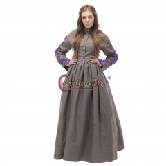 Medieval Renaissance Victorian Dress Cosplay Costume Gray Dress