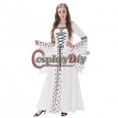Cosplaydiy Medieval Renaissance Dresses Fancy Chiffon White Dress with  Round Rots