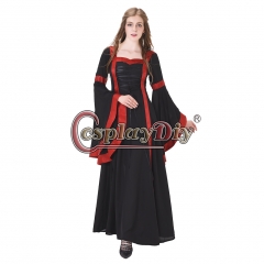 Women Medieval Long Sleeve Dresses Gowns Vintage Royal Gothic Victorian Dress