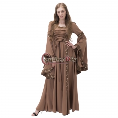 Women Medieval Oil Long Maxi Dresses Gowns Boho Peasant Wench Victorian Dress