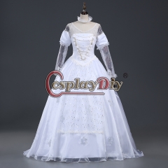 Tim Burton's Alice In Wonderland White Queen Dress Cosplay Costume