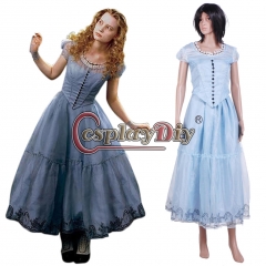 Tim Burton's Alice In Wonderland Alice Blue Dress Cosplay Costume