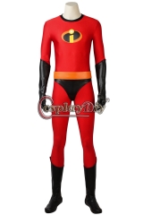 (with shoes)Incredibles 2 Bob Parr Mr. Incredible Red Jumpsuit For Halloween Party Cosplay Costume