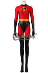 (with shoes)Incredibles 2 Elastigirl Helen Parr Super Hero Red Jumpsuit Cosplay Costume