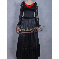 Sweeney Todd Mrs Lovett Dress Costume Long Sleeve Black Dress Cosplay Costume