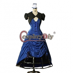 Doctor Who Inspired Gothic Steampunk Lady Costume Outfit Blue Dress Custom Made