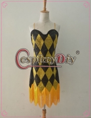 Suicide Squad Harley Quinn Black Gold Sequin Club Dress cosplay costume