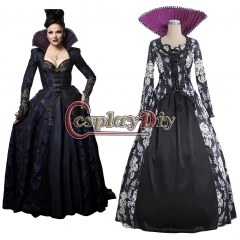 Cosplaydiy Once Upon A Time 3 Regina Mills Dress Cosplay Costume Long Dress