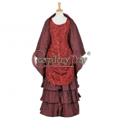 Doctor Who The Snowmen Clara Oswald Dress Cosplay Costume Dark Red Dress Cake Dress