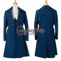 Cosplaydiy Amy Teal Wool Coat Costume for Doctor Who Cosplay