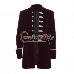 Men's Punk Steampunk Military Coat Jacket uniform-red velvet