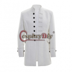 Men's Punk Steampunk Military Coat Jacket uniform-white