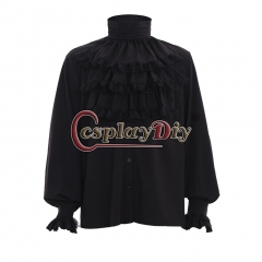 Dracula Ruffle Shirt Jabot Cuffs Victorian Cravat black shirt