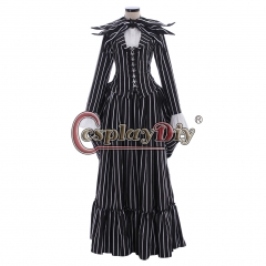 black and white striped medieval dress