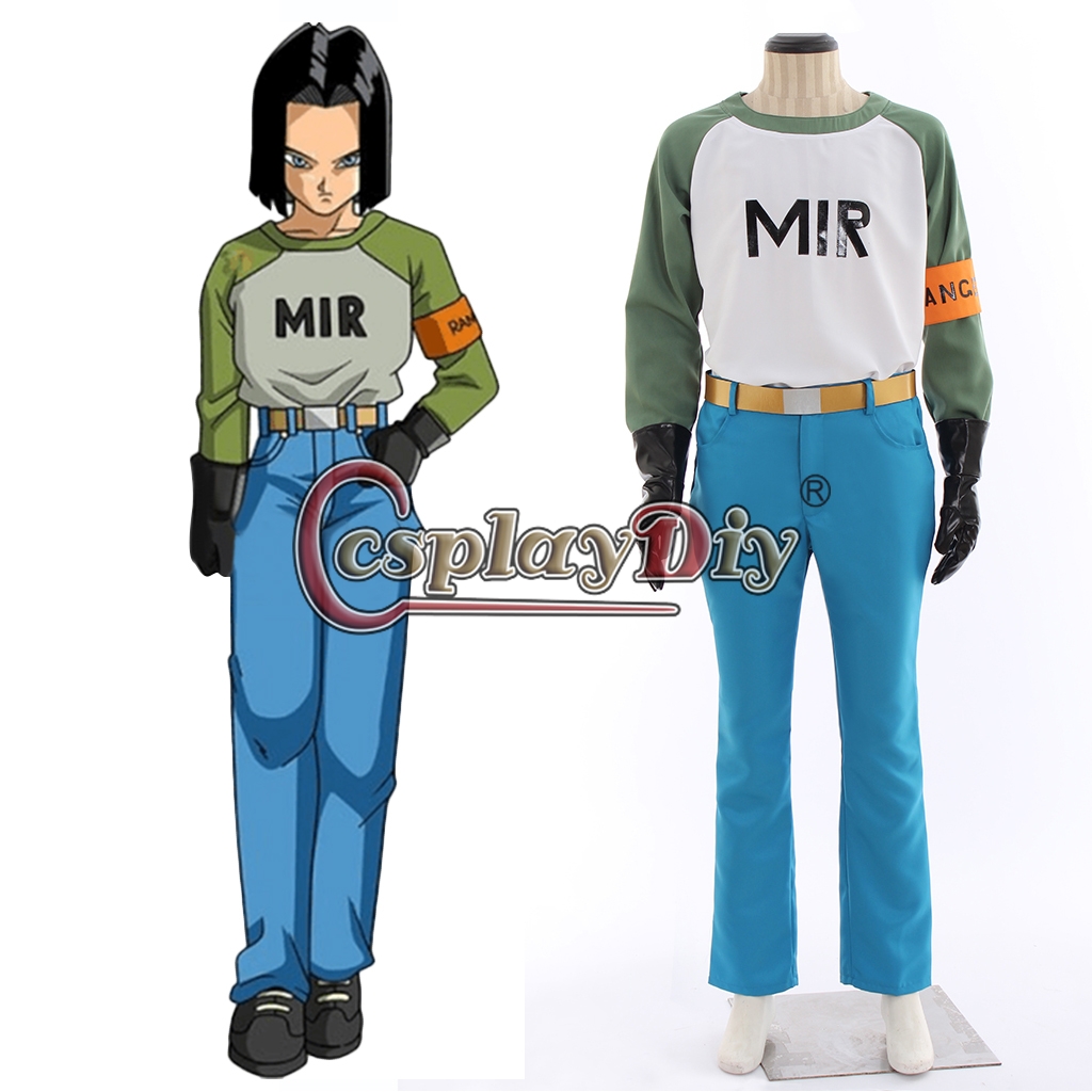 Cosplaydiy Anime Dragonball No.17 Lapis Android 17 cosplay costume full set  adult costume all size,