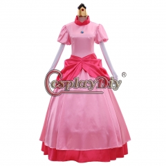 Princess Peach Cosplay Pink Ball Gown Dress