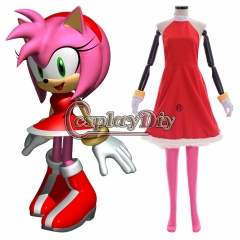 Cosplaydiy Anime Sonic The Hedgehog Amy Rose Rosy The Rascal Cosplay Women Girl Pink Dress With Gloves Costume Halloween Carnival Clothes
