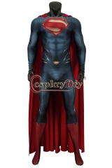 Cosplaydiy Superman Clark Kent Cosplay Costume Man Of Steel Superhero Halloween Cloak Men 40D polyester jumpsuit