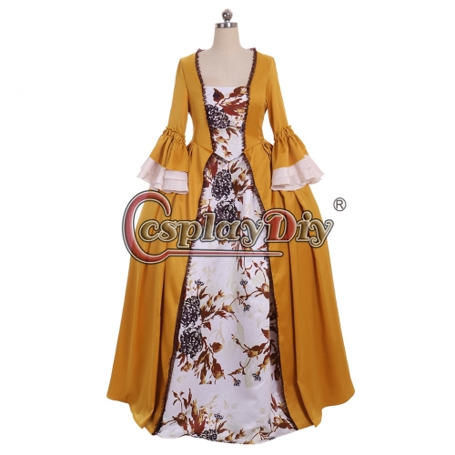 Cosplaydiy Outlander Claire Fraser Dress Yellow Rococo Ball Gown Dress Marie Antoinette Princess Queen Party Dress