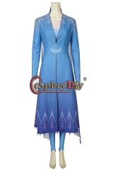 Frozen 2 Queen Elsa Cosplay Princess Costume Blue Snow Outfit Dress Party Gown